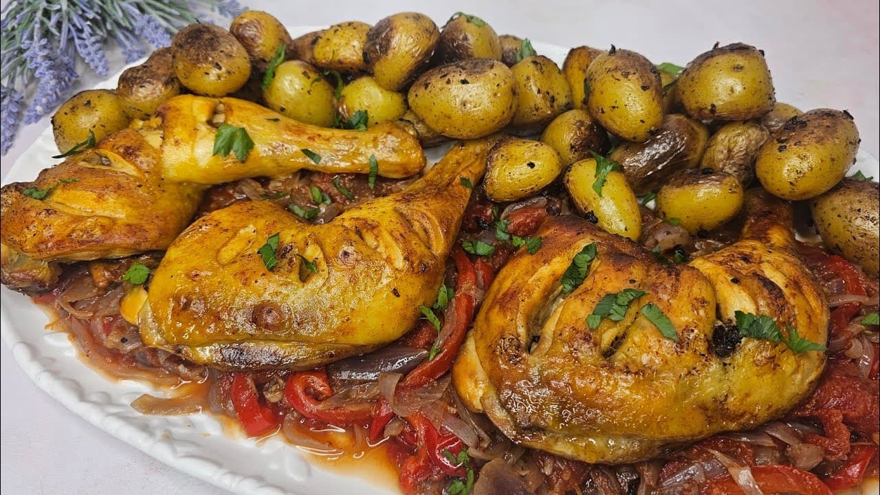 Roasted Chicken Legs with Potatoes 